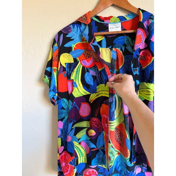The Art of Anthropologie Orane Sigal Bonanza Surf Tropical Fruit Shirt Collared - Picture 12 of 12